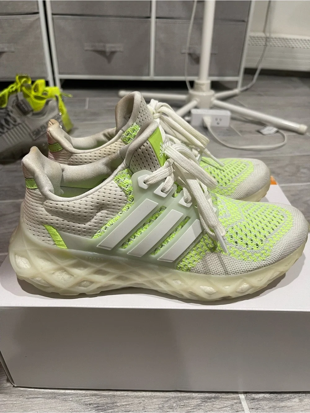adidas ultraboost dna Knit Sneakers in Neon Lime and White